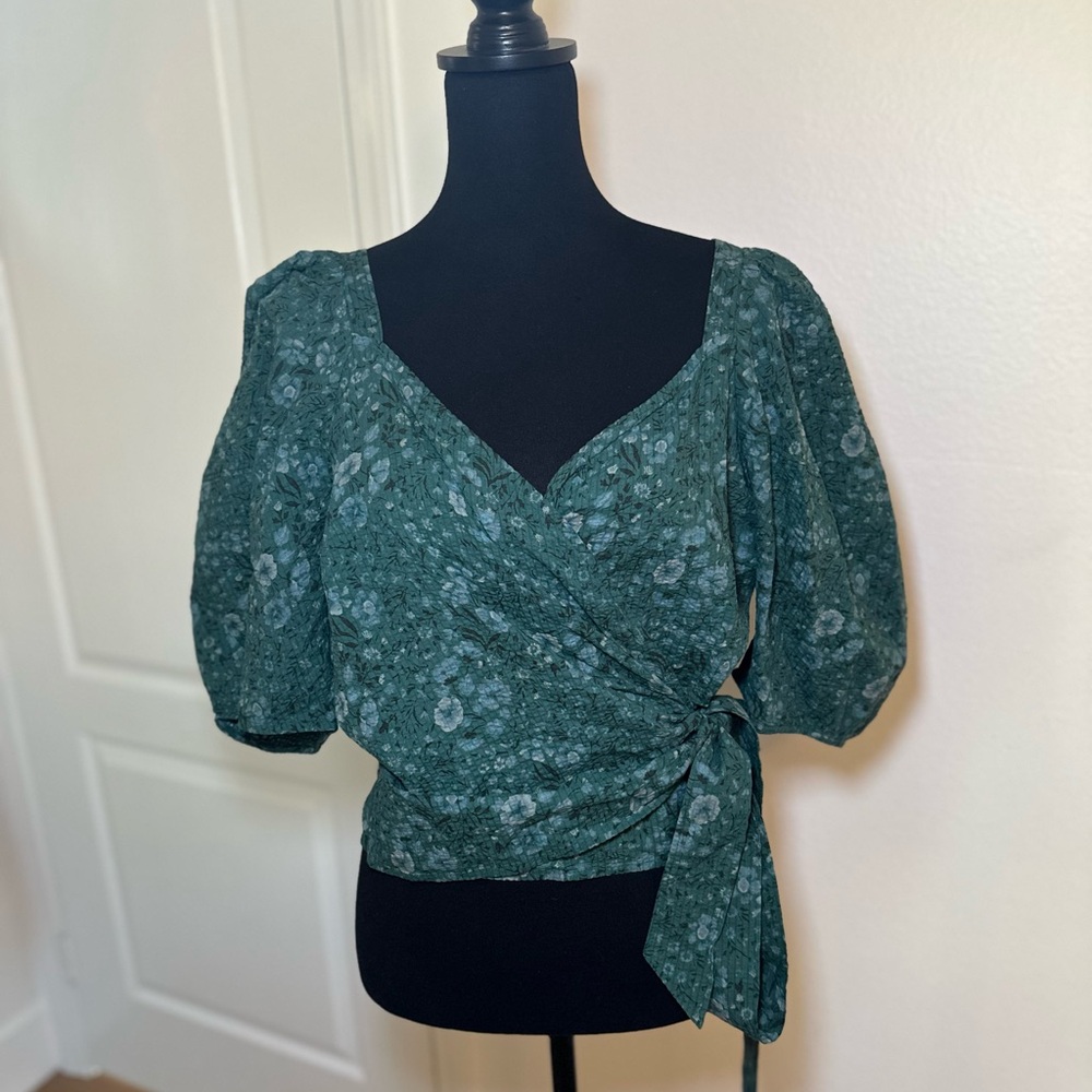 NWT Madewell Floral Textured Wrap Blouse